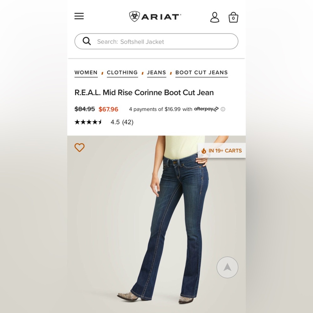 Ariat REAL Mr Corinne Mid Rise Bootcut Women's Blue Jeans - Picture 10 of 11